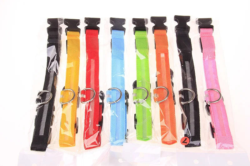 Nylon LED Nacht Sicherheit blinkende Glow In The Dark Hundeleine Hunde leuchtende fluoreszierende Haustier Hundehalsband