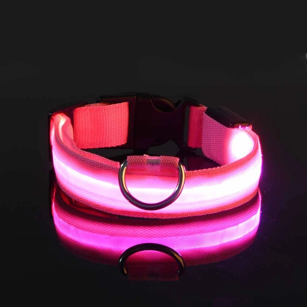 Nylon LED Nacht Sicherheit blinkende Glow In The Dark Hundeleine Hunde leuchtende fluoreszierende Haustier Hundehalsband